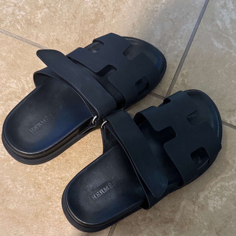 Black slide sandals